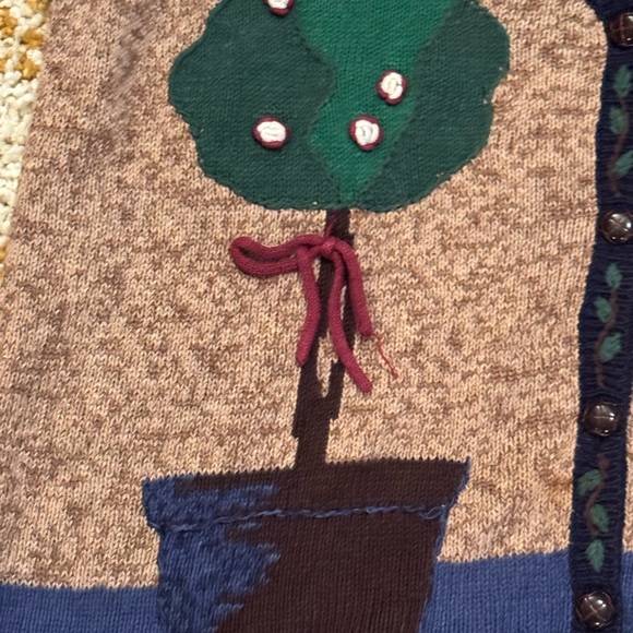 Vintage 90s Cottagecore Granny Chic Potted Plant Sweater Vest Plus Size 1X - Picture 3 of 5